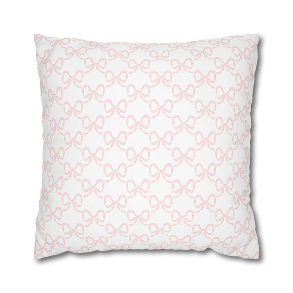 Pillow Cover Shams, Preppy Blush Pink Bow design, Sofa & Sham Size, Loveshackfancy inspired, (insert not included) 24" 26" square