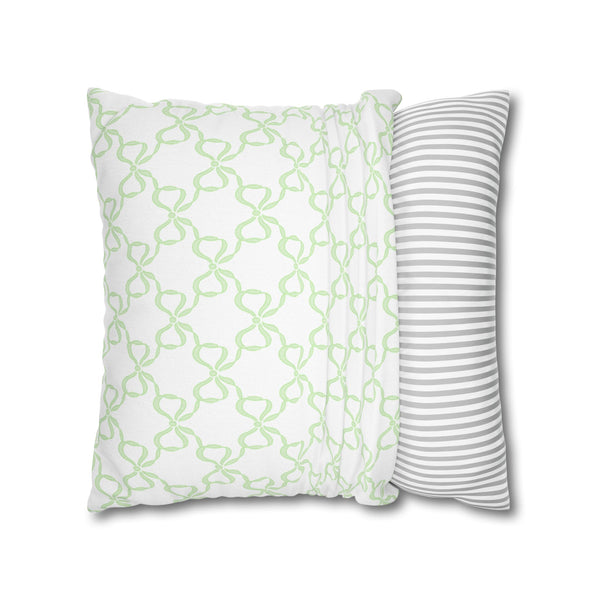 Watercolor Hearts Green Pillow Cover with Zip Closure - Cover Only - Insert not included