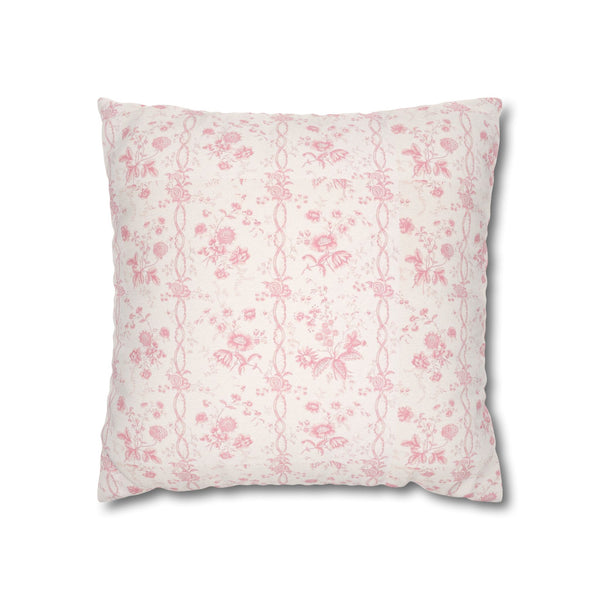 Pillow Cover with Zip Closure - Romantic Chic Pink Floral Toile, Cover Only - Insert not included - teen, tween, dorm room