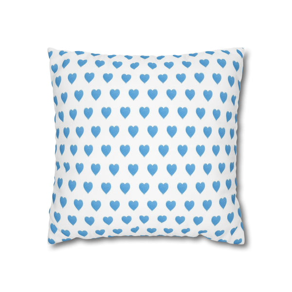 Pillow Cover, Preppy Blue Hearts design, (insert not included) for sofa or bed, 16" 18" 20" 24" 26"