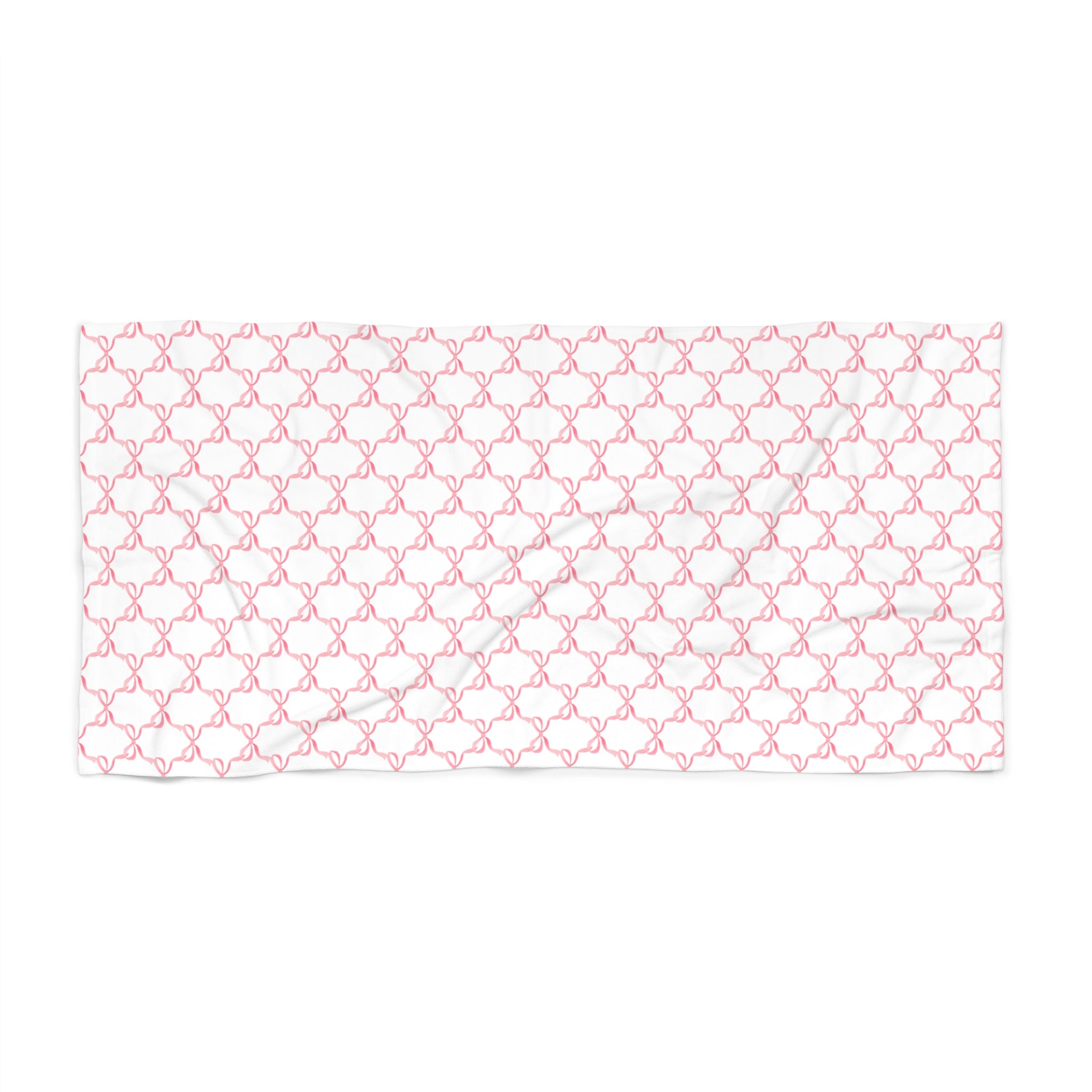 Bath or Beach Towel in Preppy Pink Bows with  - Two Sizes