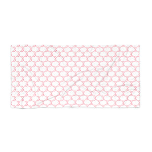 Bath or Beach Towel in Preppy Pink Bows with  - Two Sizes