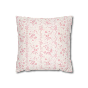 Pillow Cover with Zip Closure - Romantic Chic Pink Floral Toile, Cover Only - Insert not included - teen, tween, dorm room