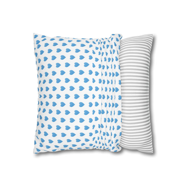 Pillow Cover, Preppy Blue Hearts design, (insert not included) for sofa or bed, 16" 18" 20" 24" 26"