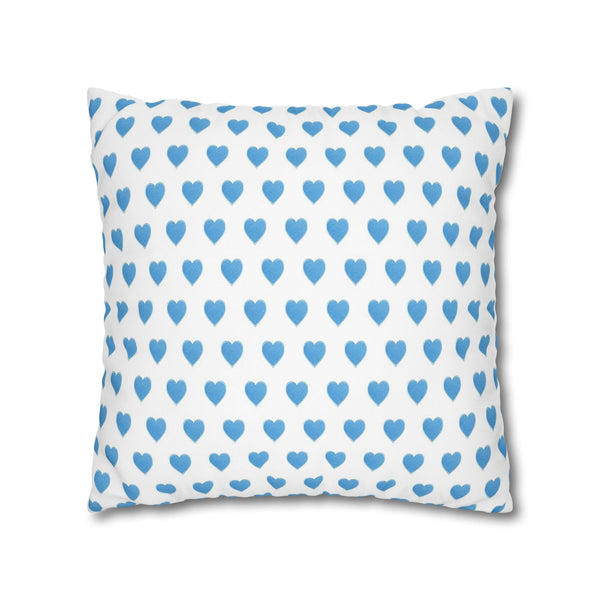 Pillow Cover, Preppy Blue Hearts design, (insert not included) for sofa or bed, 16" 18" 20" 24" 26"