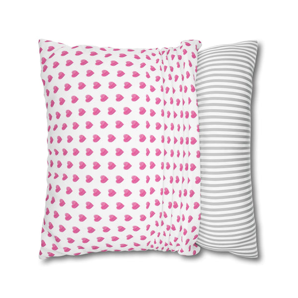 Pillow Cover Large Sham, Preppy Hot Pink Hearts in 24" or 26" inch square -  Case only (inserts not included)