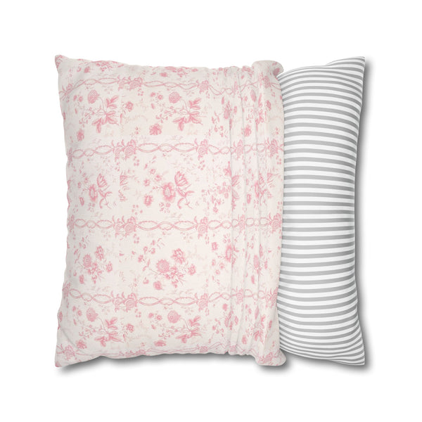 Pillow Cover with Zip Closure - Romantic Chic Pink Floral Toile, Cover Only - Insert not included - teen, tween, dorm room