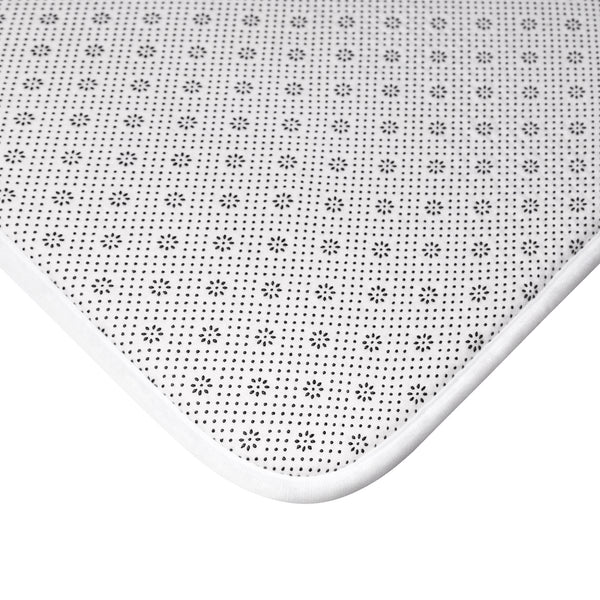 Bath Mat, Preppy Hearts Neutral Blush Bath Mat Plush White, Two Sizes,,anti-slip back