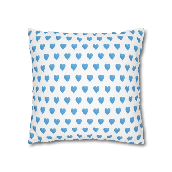 Pillow Cover, Preppy Blue Hearts design, (insert not included) for sofa or bed, 16" 18" 20" 24" 26"