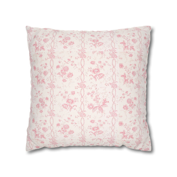 Pillow Cover with Zip Closure - Romantic Chic Pink Floral Toile, Cover Only - Insert not included - teen, tween, dorm room