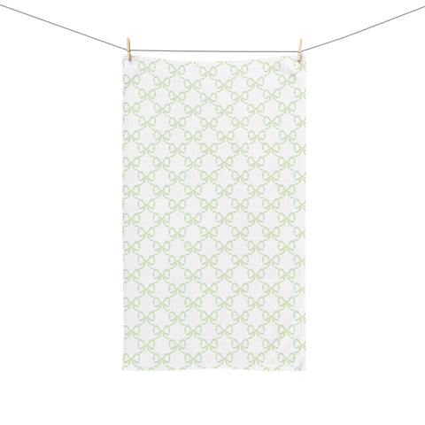 Hand Towel  Watercolor Bows in Green