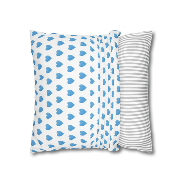 Pillow Cover, Preppy Blue Hearts design, (insert not included) for sofa or bed, 16" 18" 20" 24" 26"