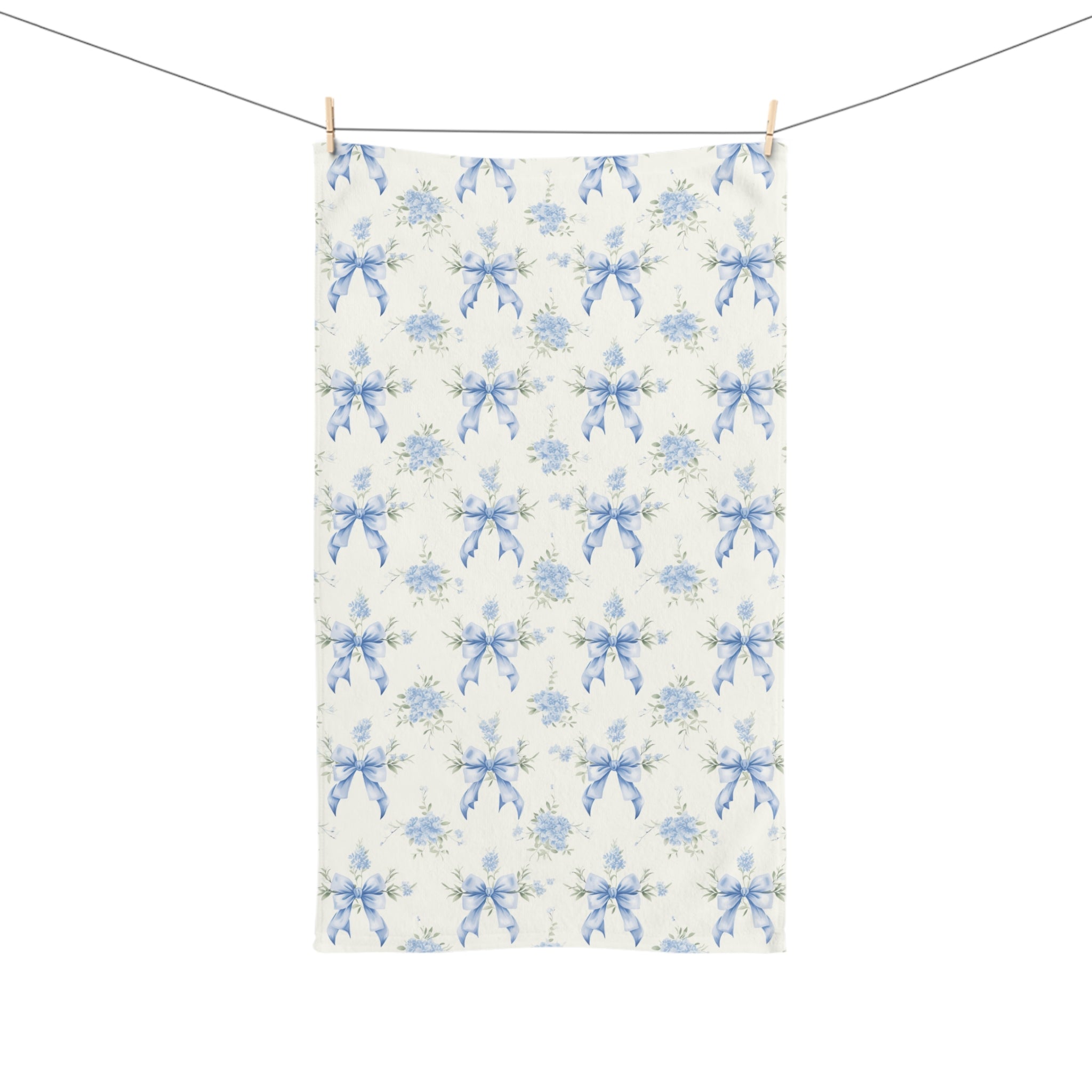 Hand TowelBlue Bows Floral Towel