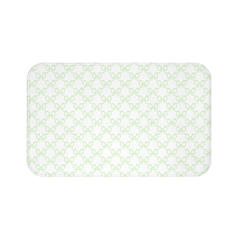 Bath Mat Watercolor Green Bows Pattern, two sizes, anti-slip back