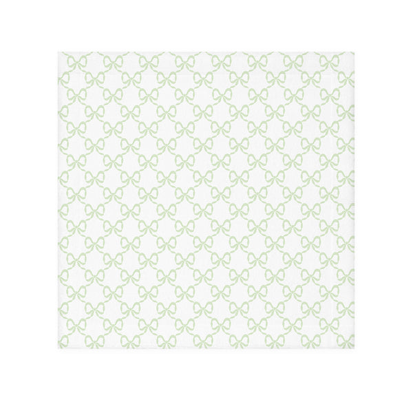 Face Towel in Preppy Bows Green and White