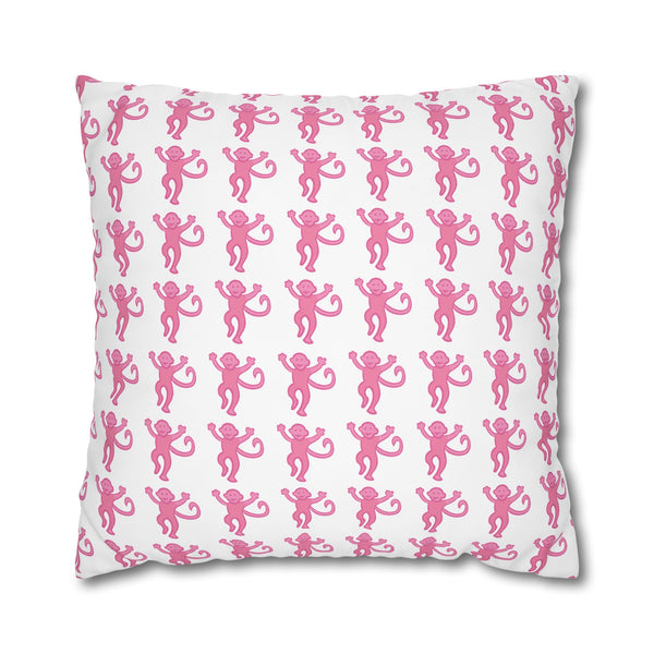 Pillow Cover Large, Preppy Pink Monkeys Shams in 24" or 26" inch square - spun poly, durable, Case only (inserts not included)