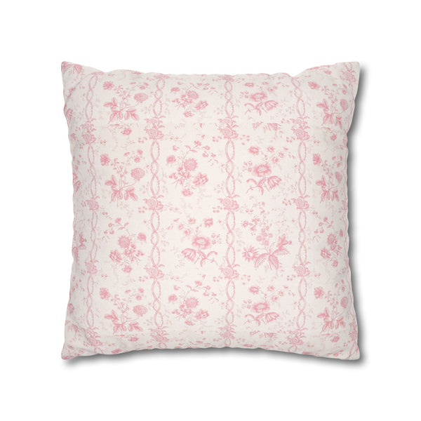 Pillow Cover with Zip Closure - Romantic Chic Pink Floral Toile, Cover Only - Insert not included - teen, tween, dorm room