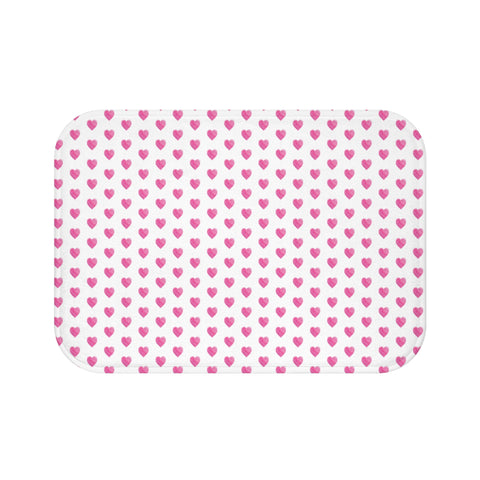 Bath Mat Preppy Pink Hearts Pattern, two sizes, anti-slip back