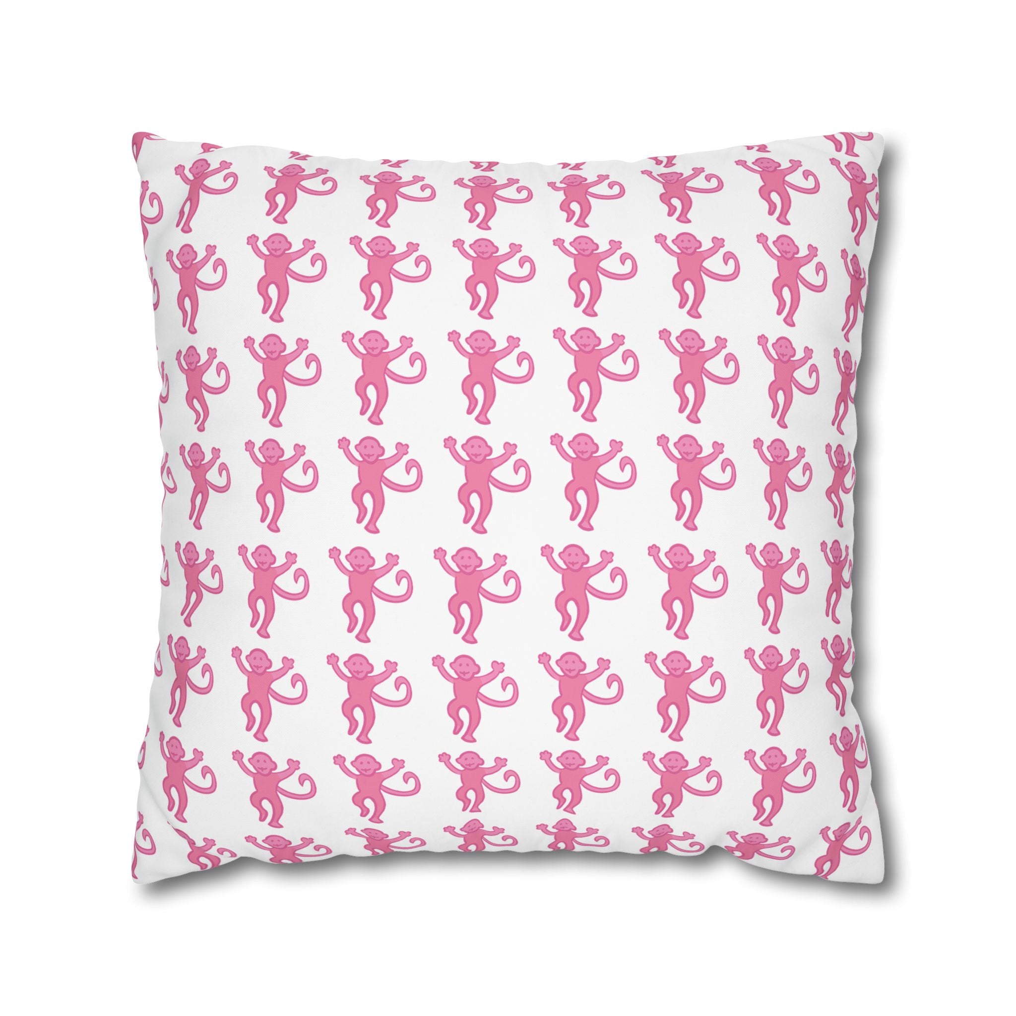 Pillow Cover Large, Preppy Pink Monkeys Shams in 24" or 26" inch square - spun poly, durable, Case only (inserts not included)