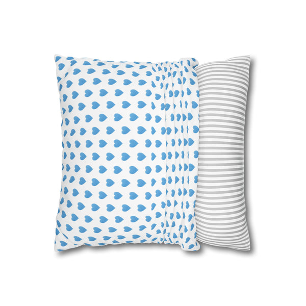 Pillow Cover, Preppy Blue Hearts design, (insert not included) for sofa or bed, 16" 18" 20" 24" 26"