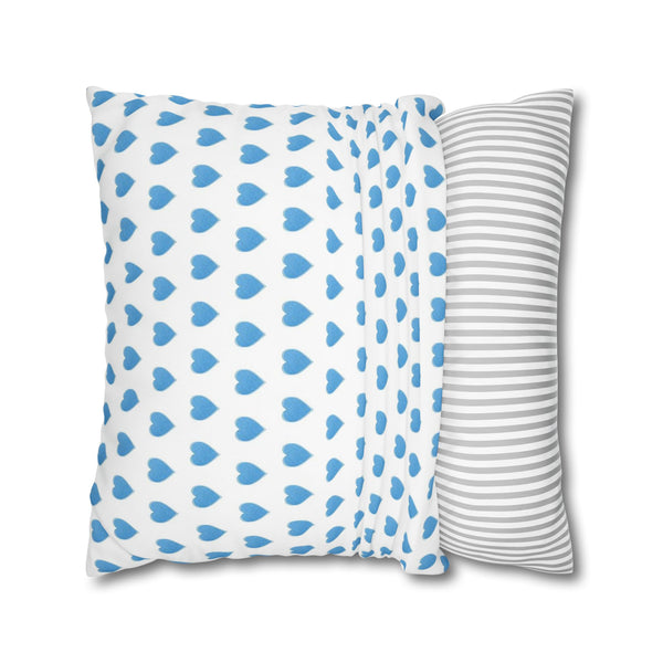 Pillow Cover, Preppy Blue Hearts design, (insert not included) for sofa or bed, 16" 18" 20" 24" 26"