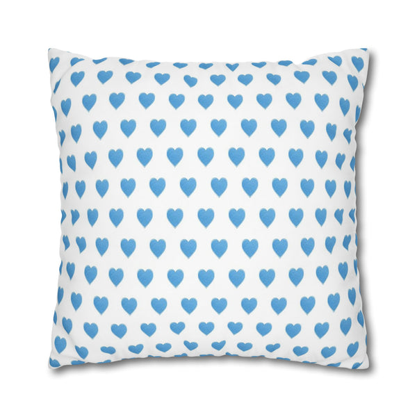 Pillow Cover, Preppy Blue Hearts design, (insert not included) for sofa or bed, 16" 18" 20" 24" 26"