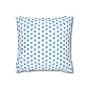 Pillow Cover, Preppy Blue Hearts design, (insert not included) for sofa or bed, 16" 18" 20" 24" 26"