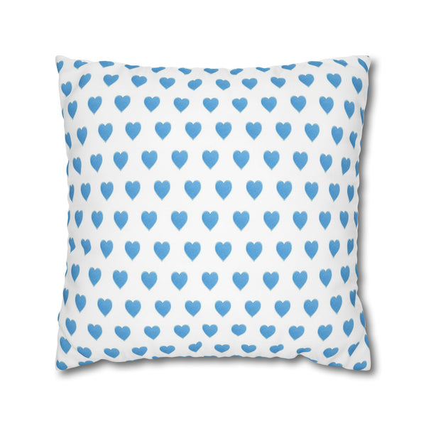 Pillow Cover, Preppy Blue Hearts design, (insert not included) for sofa or bed, 16" 18" 20" 24" 26"