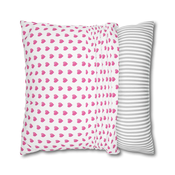 Pillow Cover Large Sham, Preppy Hot Pink Hearts in 24" or 26" inch square -  Case only (inserts not included)