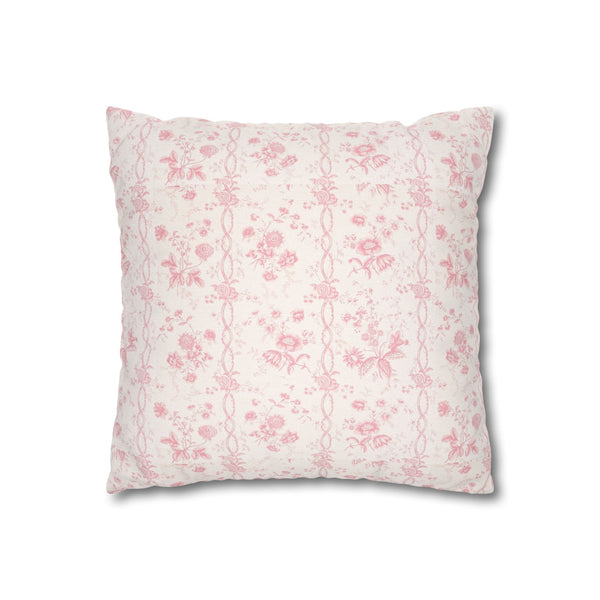 Pillow Cover with Zip Closure - Romantic Chic Pink Floral Toile, Cover Only - Insert not included - teen, tween, dorm room