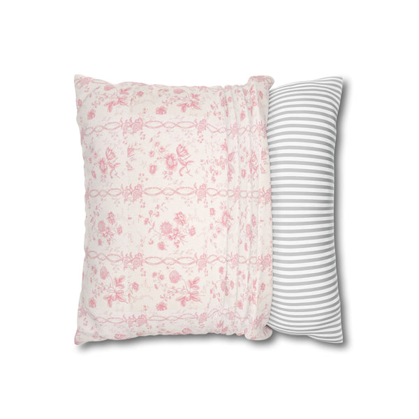 Pillow Cover with Zip Closure - Romantic Chic Pink Floral Toile, Cover Only - Insert not included - teen, tween, dorm room