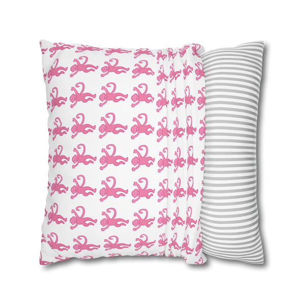 Pillow Cover Large, Preppy Pink Monkeys Shams in 24" or 26" inch square - spun poly, durable, Case only (inserts not included)