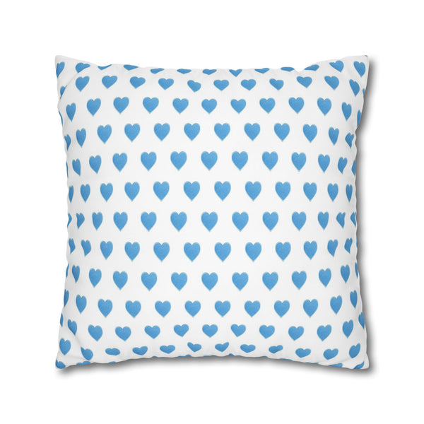 Pillow Cover, Preppy Blue Hearts design, (insert not included) for sofa or bed, 16" 18" 20" 24" 26"