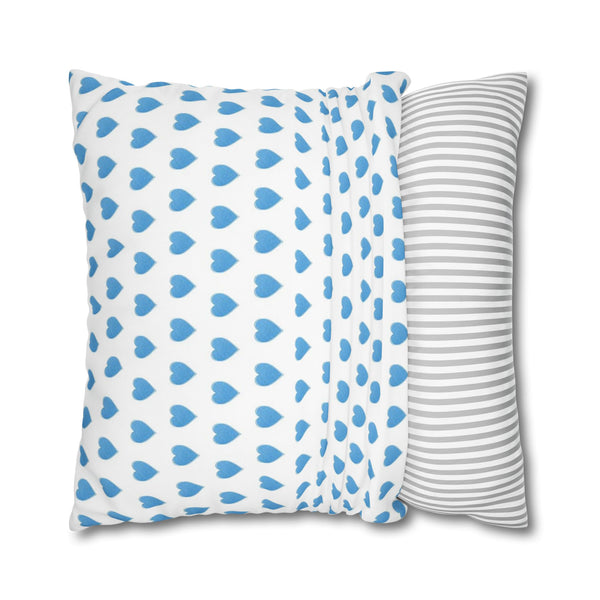 Pillow Cover, Preppy Blue Hearts design, (insert not included) for sofa or bed, 16" 18" 20" 24" 26"