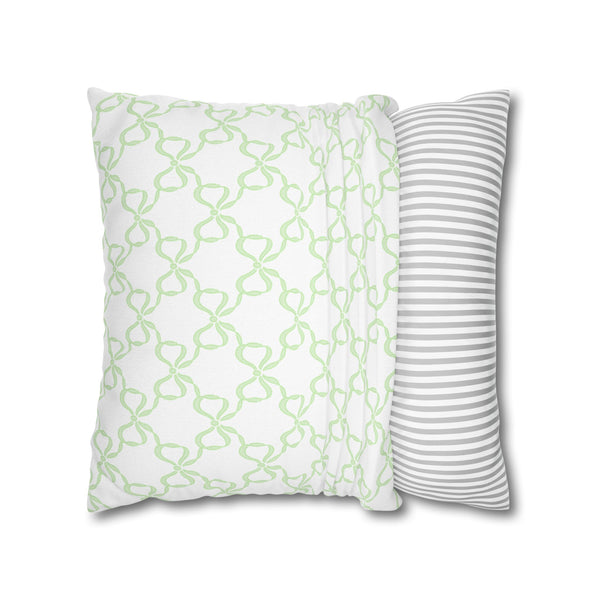 Watercolor Hearts Green Pillow Cover with Zip Closure - Cover Only - Insert not included