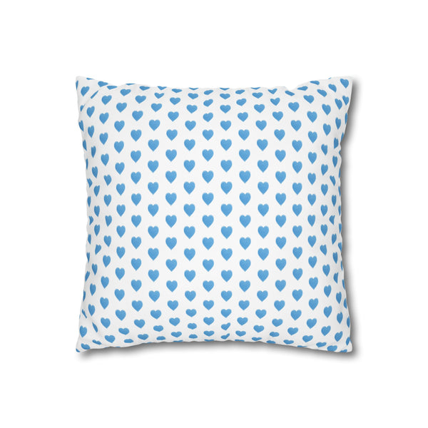 Pillow Cover, Preppy Blue Hearts design, (insert not included) for sofa or bed, 16" 18" 20" 24" 26"