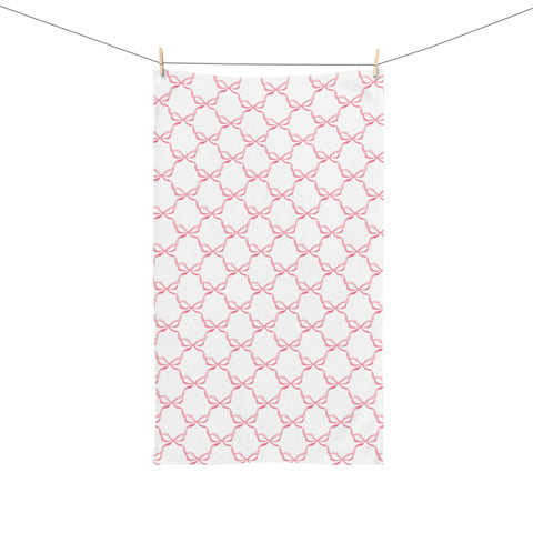 Hand Towel Watercolor Bows Pink