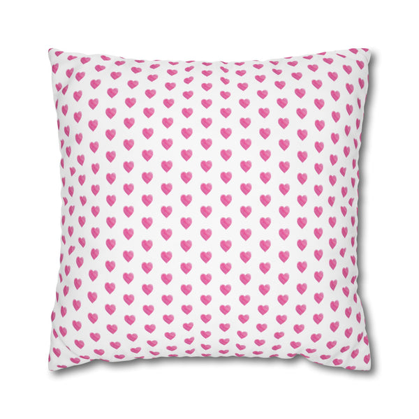 Pillow Cover Large Sham, Preppy Hot Pink Hearts in 24" or 26" inch square -  Case only (inserts not included)