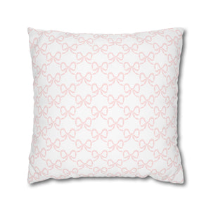 Pillow Cover Shams, Preppy Blush Pink Bow design, Sofa & Sham Size, Loveshackfancy inspired, (insert not included) 24" 26" square