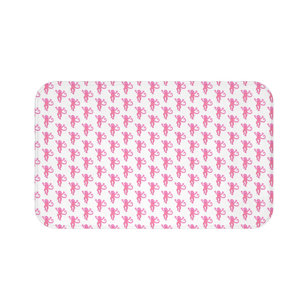 Bath Mat Chinoiserie Preppy Monkeys Pink Pattern, two sizes, anti-slip back