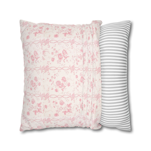 Pillow Cover with Zip Closure - Romantic Chic Pink Floral Toile, Cover Only - Insert not included - teen, tween, dorm room