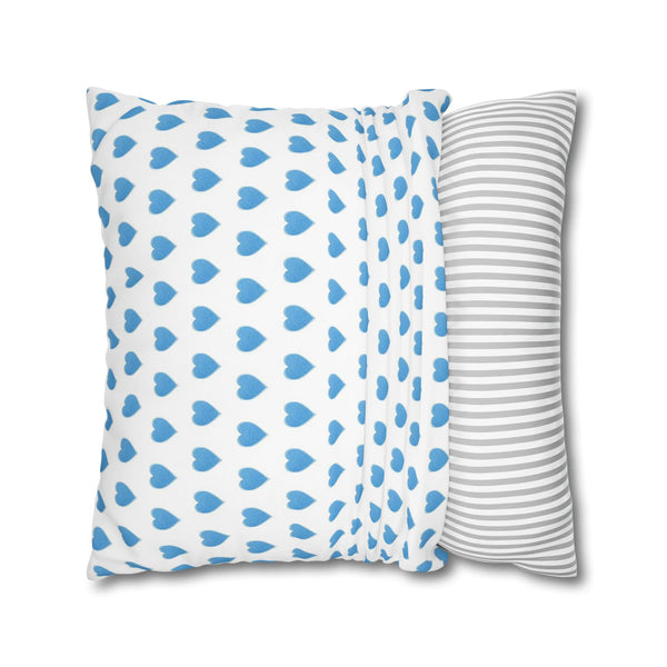 Pillow Cover, Preppy Blue Hearts design, (insert not included) for sofa or bed, 16" 18" 20" 24" 26"