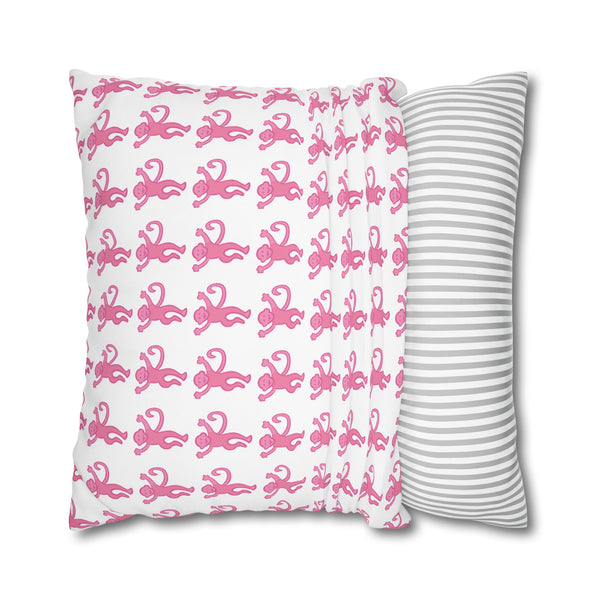 Pillow Cover Large, Preppy Pink Monkeys Shams in 24" or 26" inch square - spun poly, durable, Case only (inserts not included)