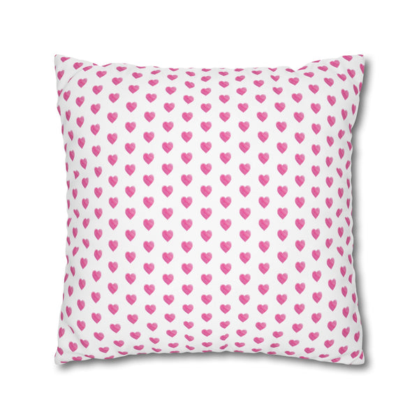 Pillow Cover Large Sham, Preppy Hot Pink Hearts in 24" or 26" inch square -  Case only (inserts not included)