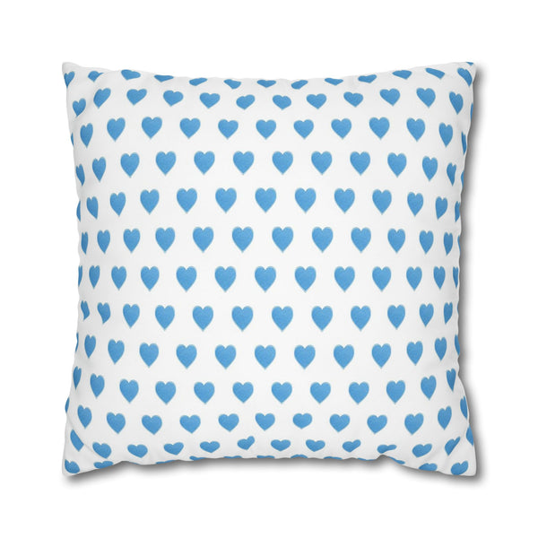 Pillow Cover, Preppy Blue Hearts design, (insert not included) for sofa or bed, 16" 18" 20" 24" 26"