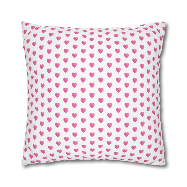 Pillow Cover Large Sham, Preppy Hot Pink Hearts in 24" or 26" inch square -  Case only (inserts not included)