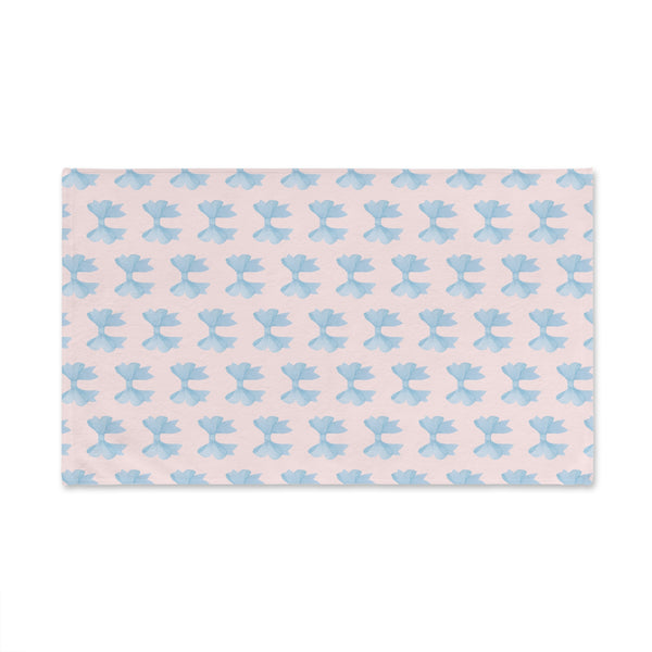 Hand Towel Blue Bows, Blush Pink Towel