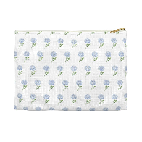 Preppy Watercolor Blue Hydrangea  Pattern Bag - Accessory Pouch Zip Closure Available in Two Sizes