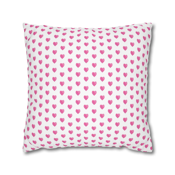 Pillow Cover Large Sham, Preppy Hot Pink Hearts in 24" or 26" inch square -  Case only (inserts not included)