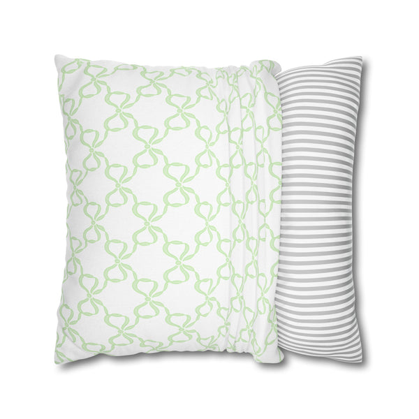 Watercolor Hearts Green Pillow Cover with Zip Closure - Cover Only - Insert not included